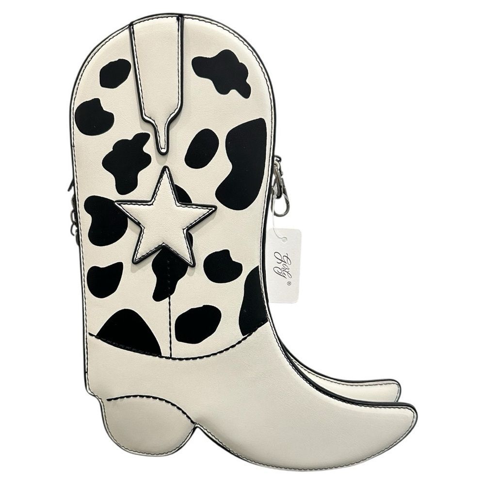 Girly Cow Print Boot-Shaped Bag NWT